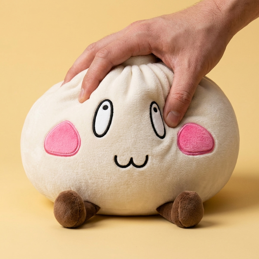 Giant Happy Face Dumpling Squishy — slow-rise effect, the foam springs back slowly