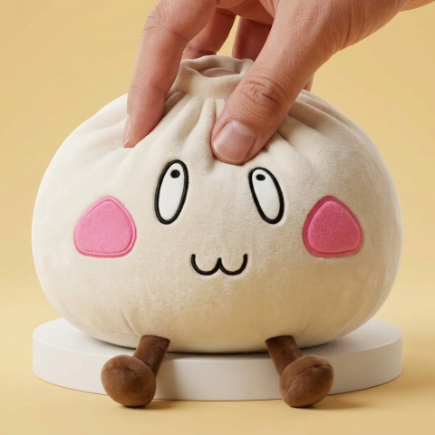 Giant Happy Face Dumpling Squishy being squeezed, soft slow-rise foam