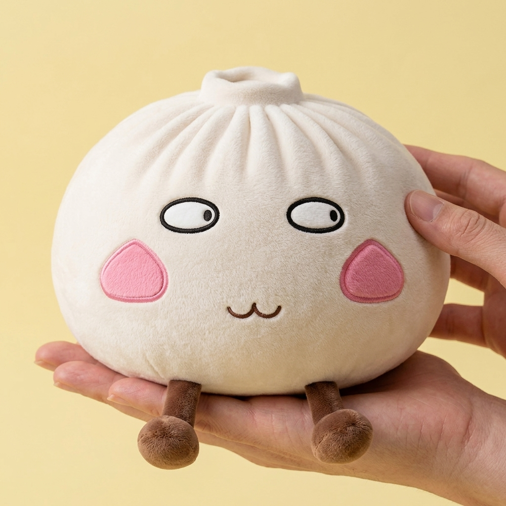 Giant Proud Dumpling Squishy held in hand, actual size