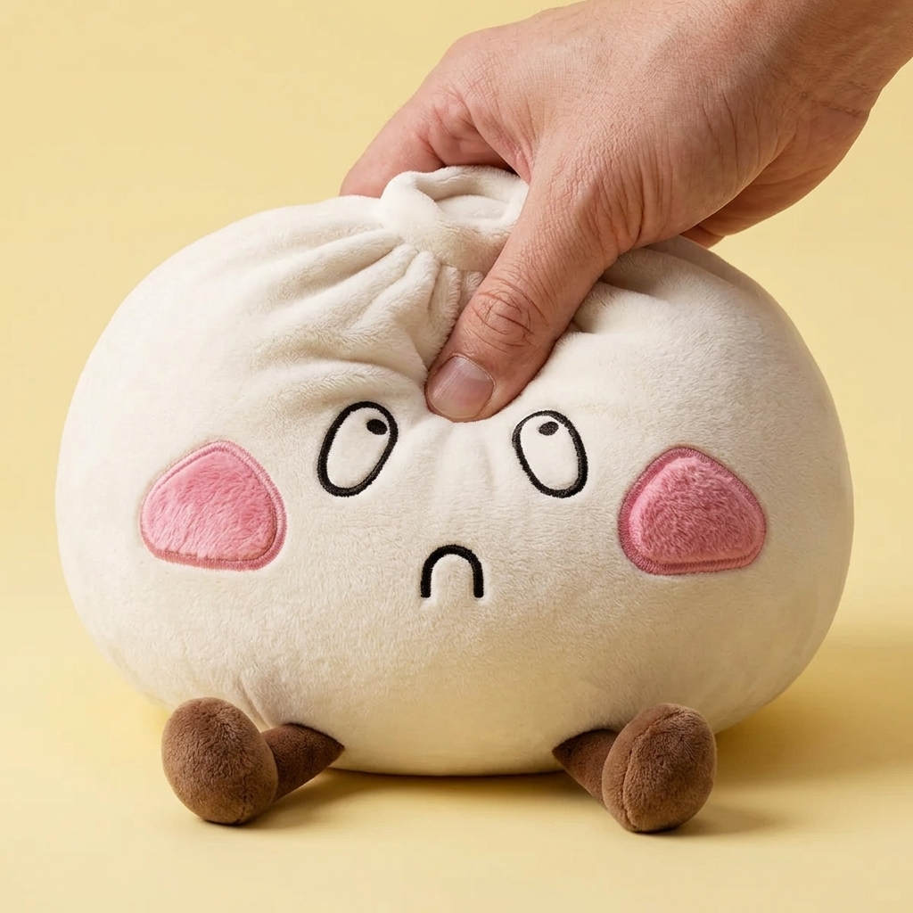 Giant Sad Face Dumpling Squishy — slow-rise effect, the foam springs back slowly