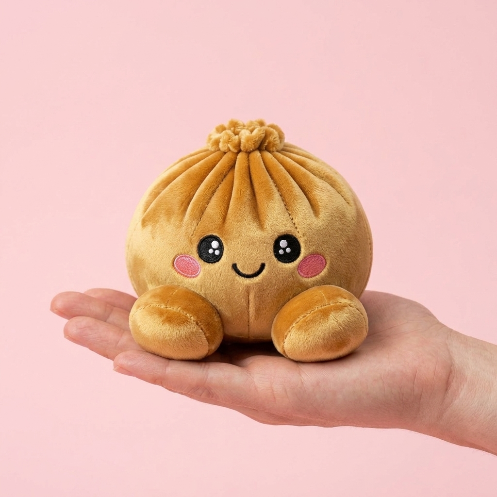 Royal Gold Dumpling Squishy held in hand, actual size