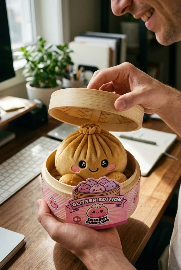 Royal Gold Dumpling Squishy unboxing moment