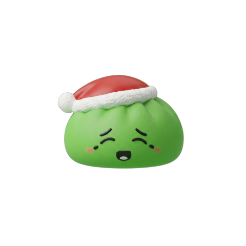 Elf Green Christmas Hat Dumpling Squishy being squeezed, soft slow-rise foam