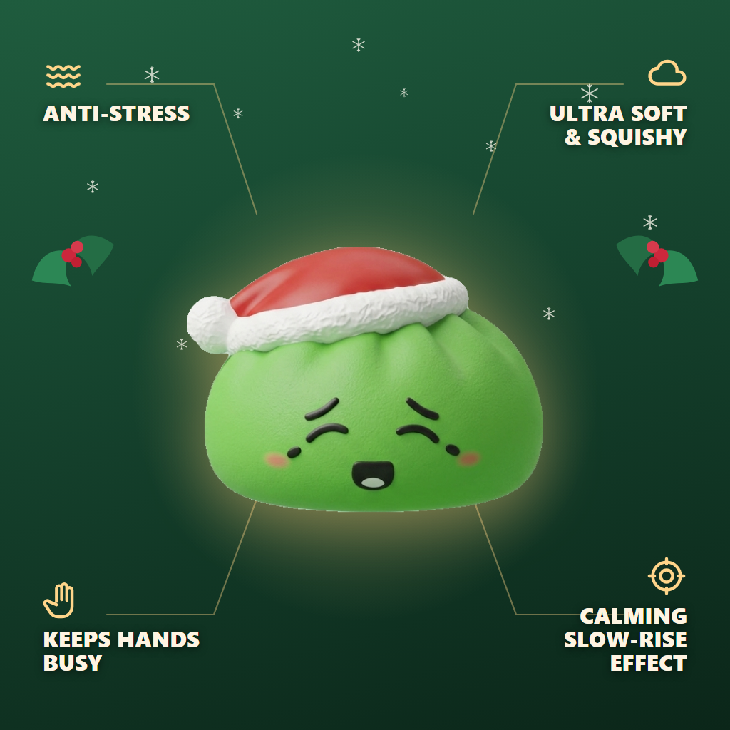 Elf Green Christmas Hat Dumpling Squishy — its benefits