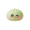 Pistachio Green Wink Dumpling Squishy being squeezed, soft slow-rise foam