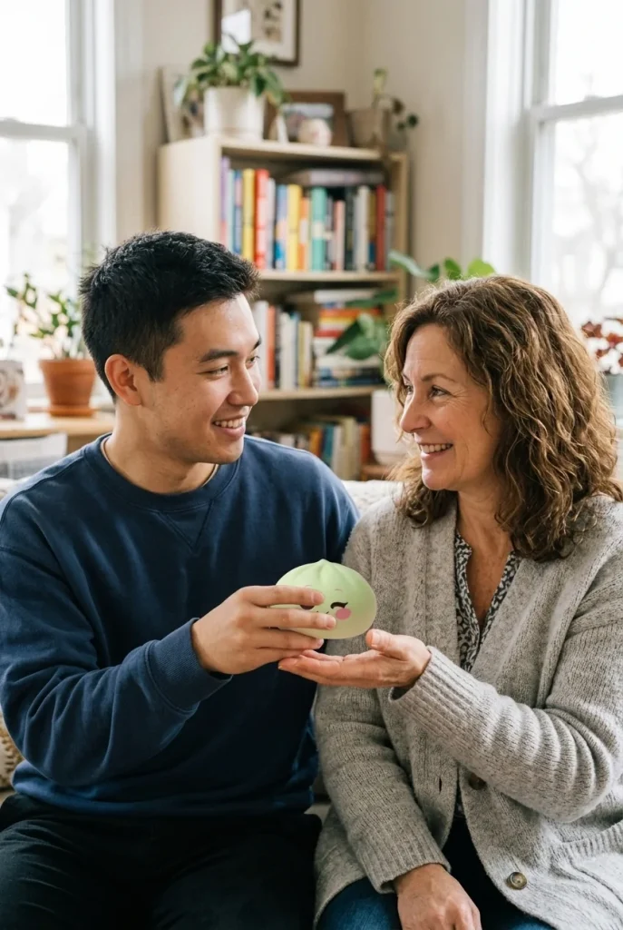 Pistachio Green Wink Dumpling Squishy as a gift idea