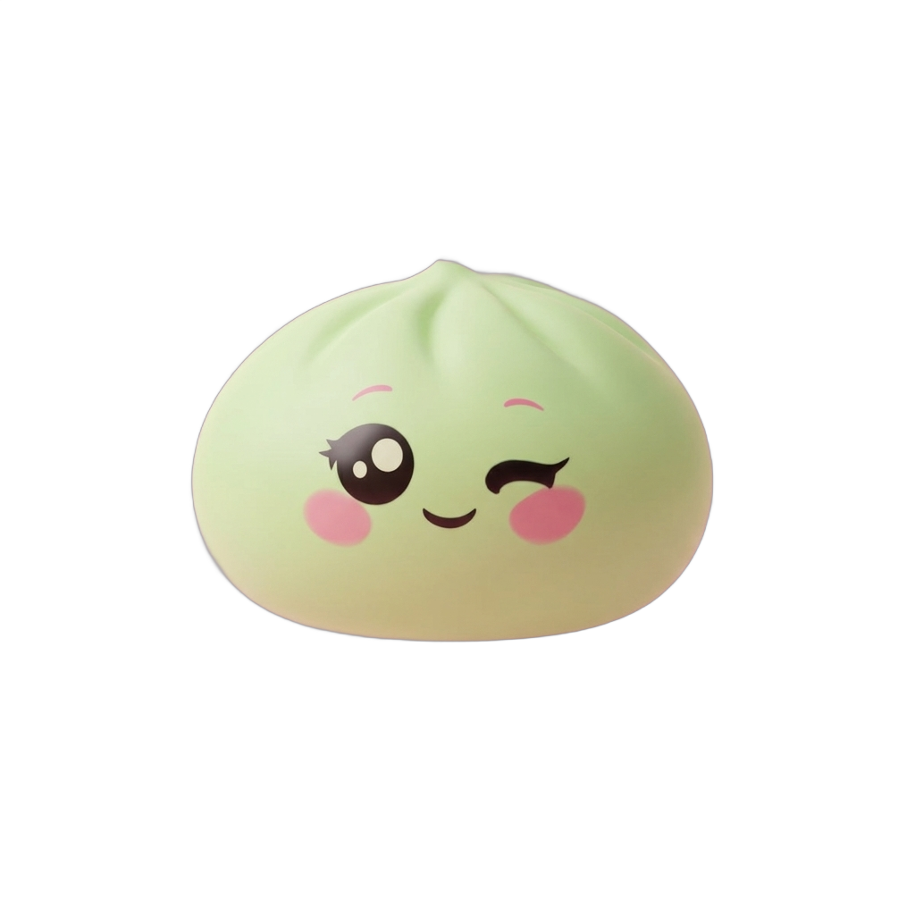 Pistachio Green Wink Dumpling Squishy being squeezed, soft slow-rise foam