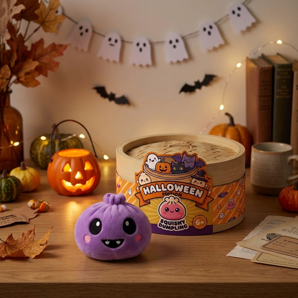 Spooky Halloween Dumpling Squishy Set of 5 in its kawaii setting