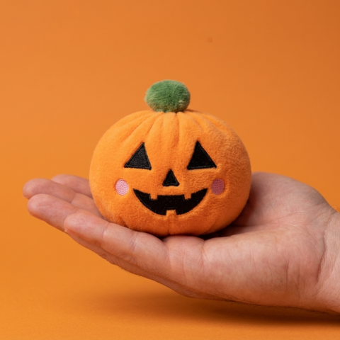 Spooky Halloween Dumpling Squishy Set of 5 held in hand, actual size
