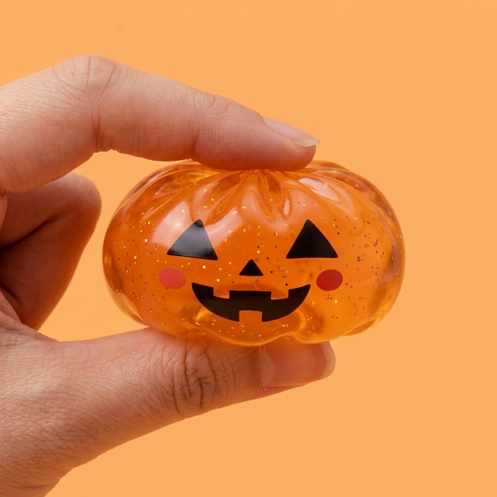 Halloween Dumpling Squishy XXL – Pack of 8 being squeezed, soft slow-rise foam
