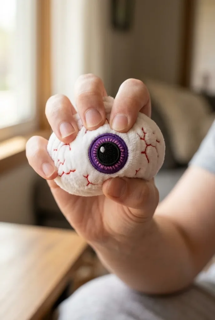 Halloween Eyeball Dumpling Squishy mid-squish
