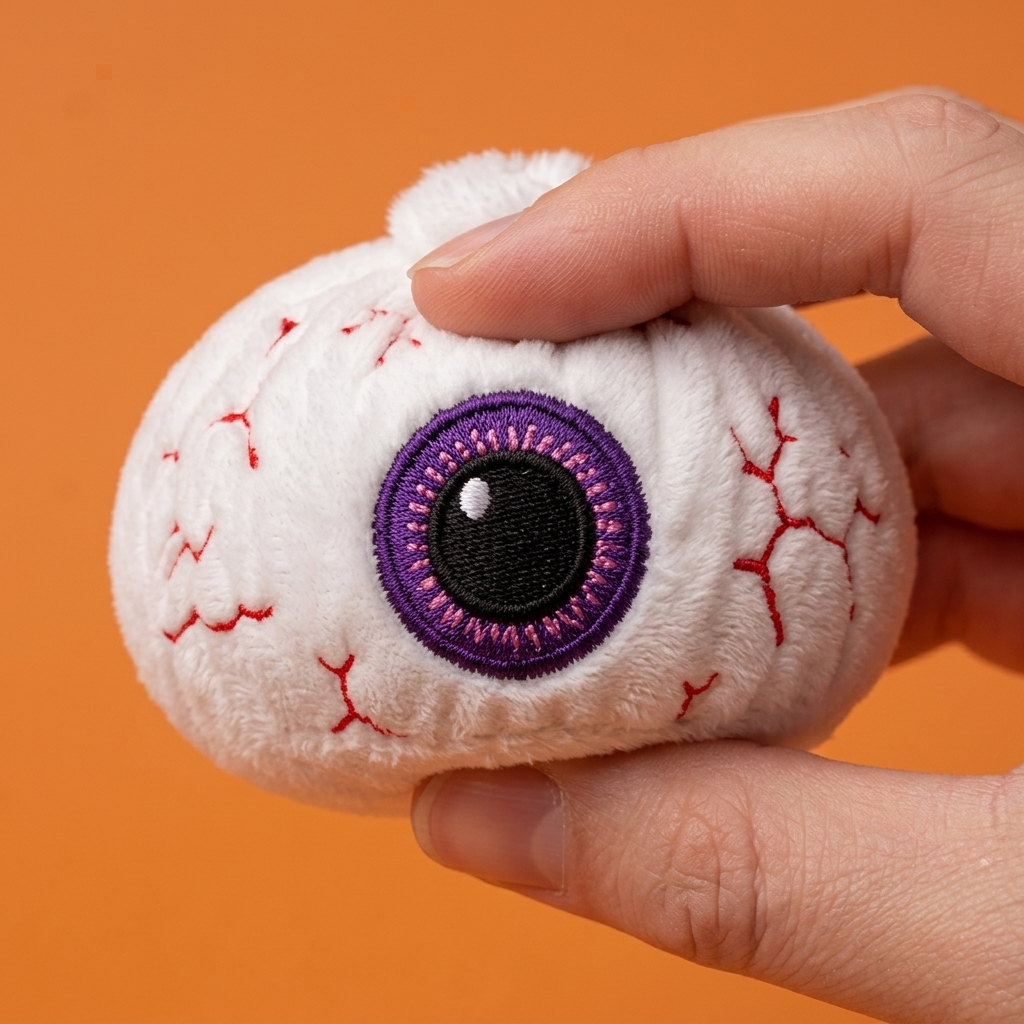 Halloween Eyeball Dumpling Squishy being squeezed, soft slow-rise foam