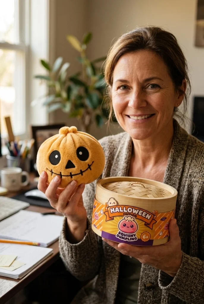 Halloween Skeleton Dumpling Squishy with its box