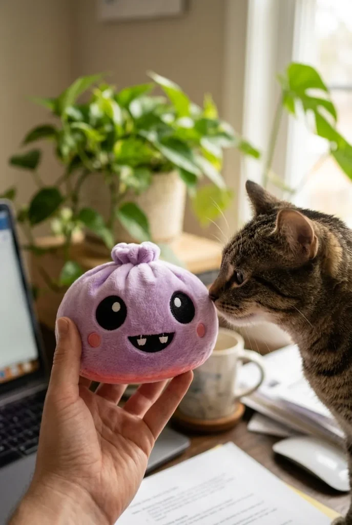 Velvet Vampire Dumpling Squishy Halloween with a plush friend