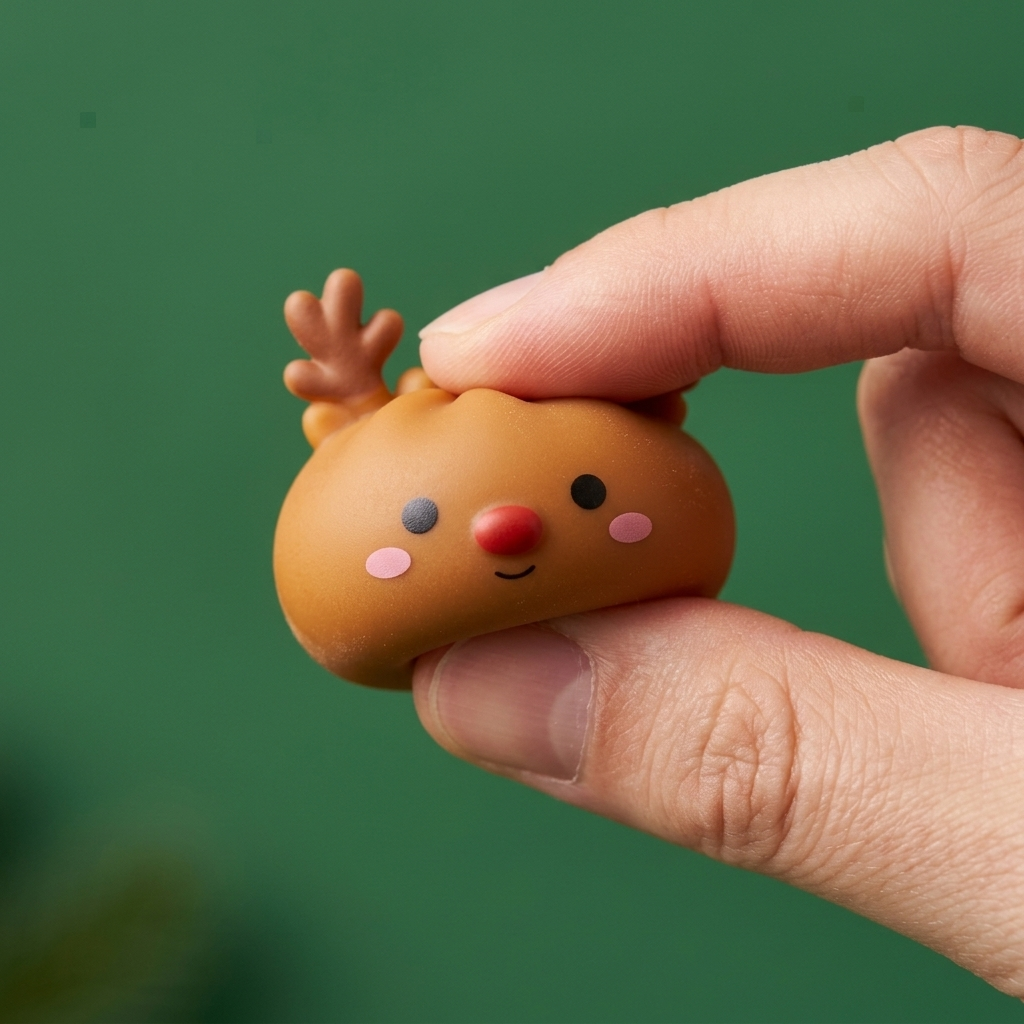 Gingerbread Mochi Dumpling Squishy Advent Calendar being squeezed, soft slow-rise foam