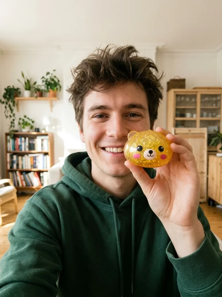 Mystery Bear Glitter Dumpling Squishy in everyday life