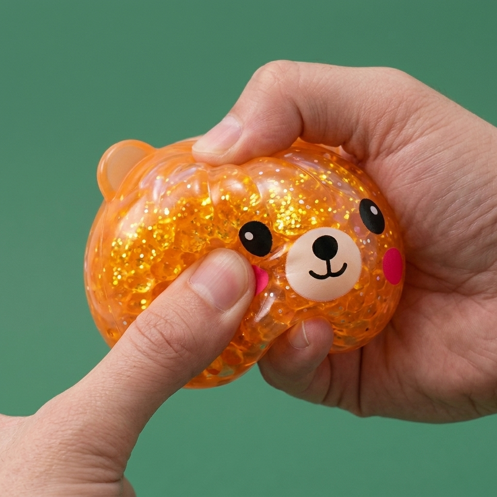 Mystery Bear Glitter Dumpling Squishy — slow-rise effect, the foam springs back slowly