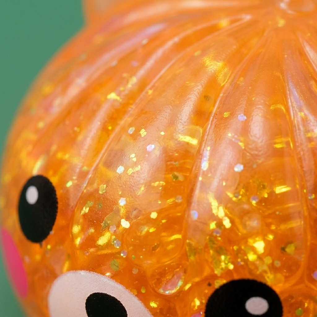 Mystery Bear Glitter Dumpling Squishy — close-up of the texture