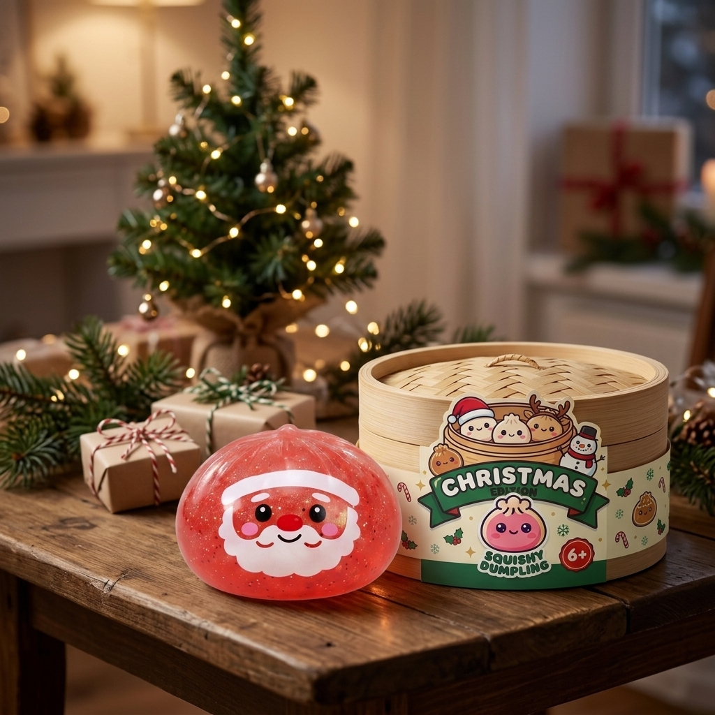 Christmas Candy Mystery Dumpling Squishy in its kawaii setting