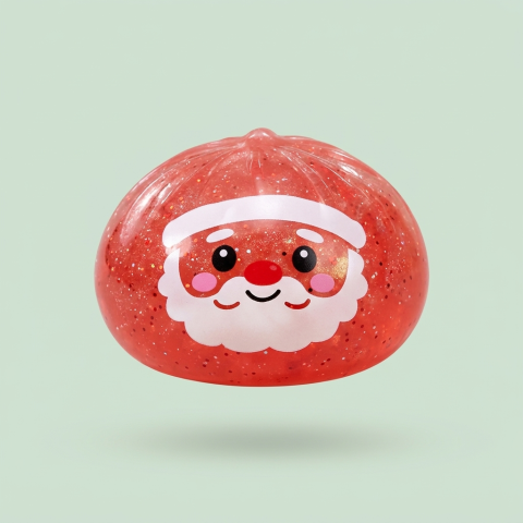 Christmas Candy Mystery Dumpling Squishy being squeezed, soft slow-rise foam