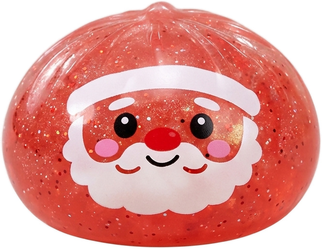 Christmas Candy Mystery Dumpling Squishy being squeezed, soft slow-rise foam