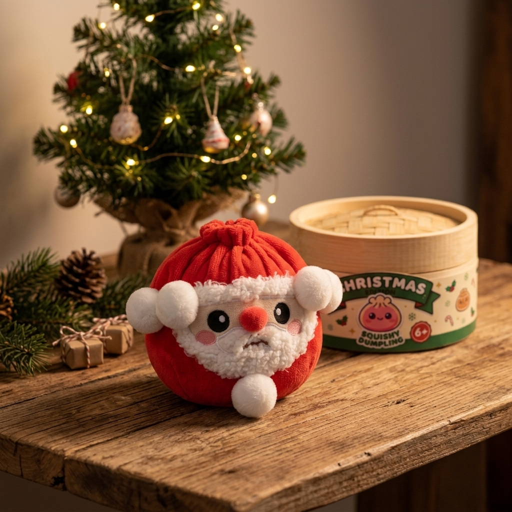 Mystery Christmas Dumpling Squishy in its kawaii setting