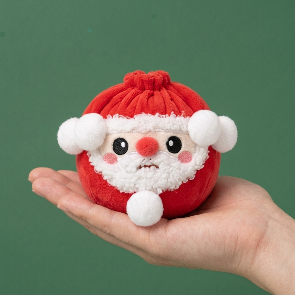 Mystery Christmas Dumpling Squishy held in hand, actual size