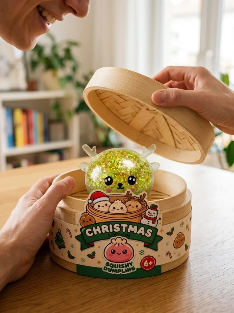 Glitter Mystery Reindeer Dumpling Squishy unboxing moment
