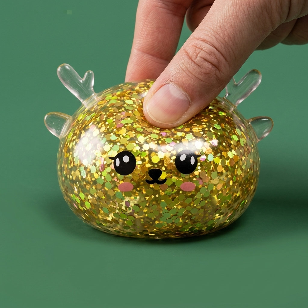 Glitter Mystery Reindeer Dumpling Squishy — slow-rise effect, the foam springs back slowly