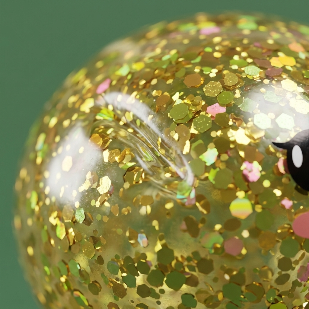 Glitter Mystery Reindeer Dumpling Squishy — close-up of the texture