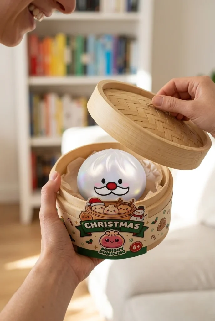 Santa Moustache Mystery Dumpling Squishy unboxing moment