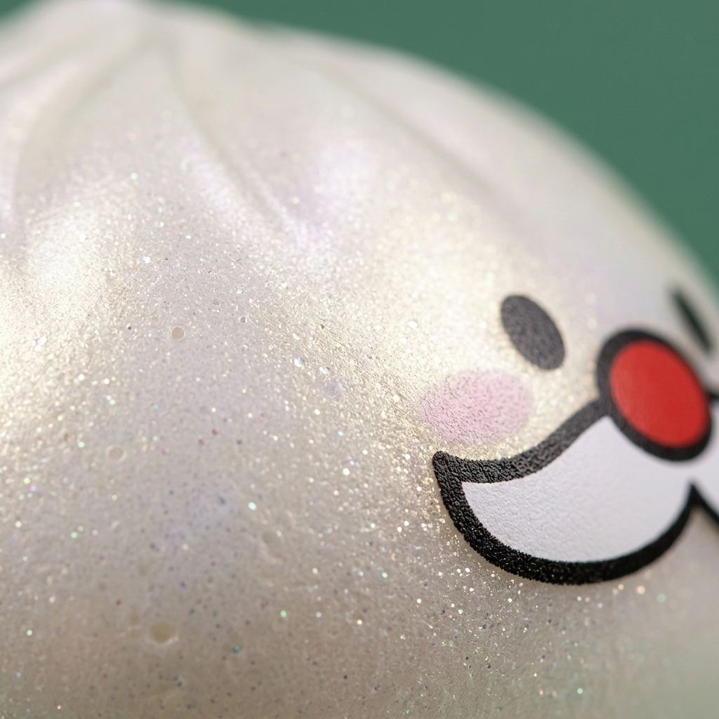 Santa Moustache Mystery Dumpling Squishy — close-up of the texture