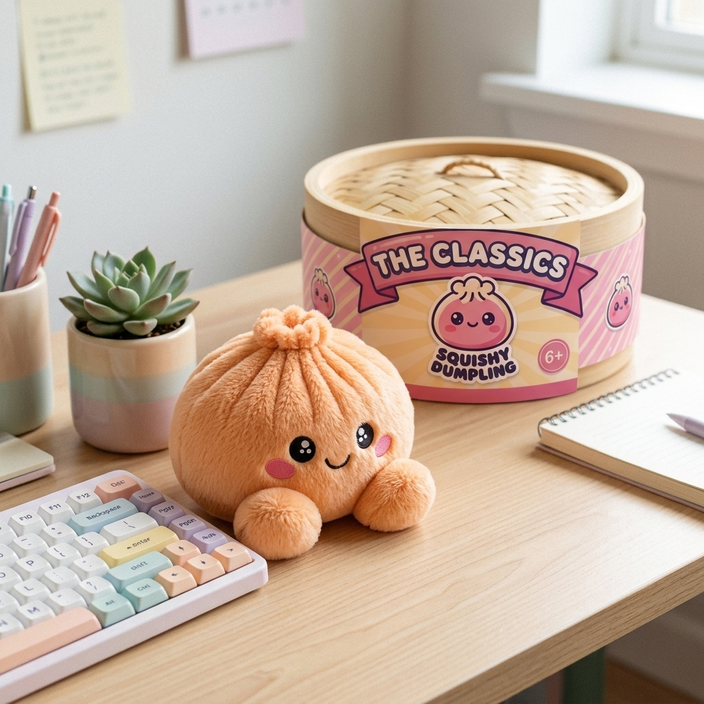 Tangerine Orange Dumpling Squishy in its kawaii setting