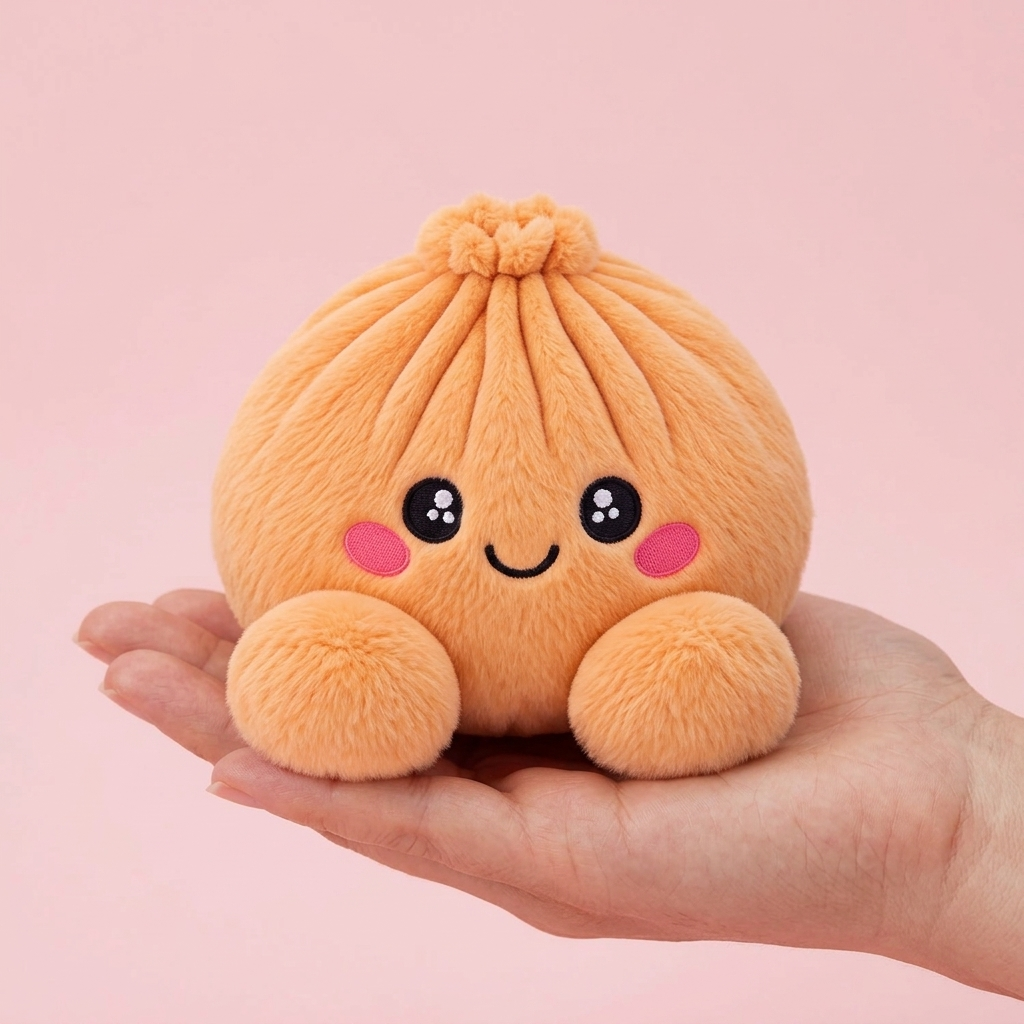 Tangerine Orange Dumpling Squishy held in hand, actual size