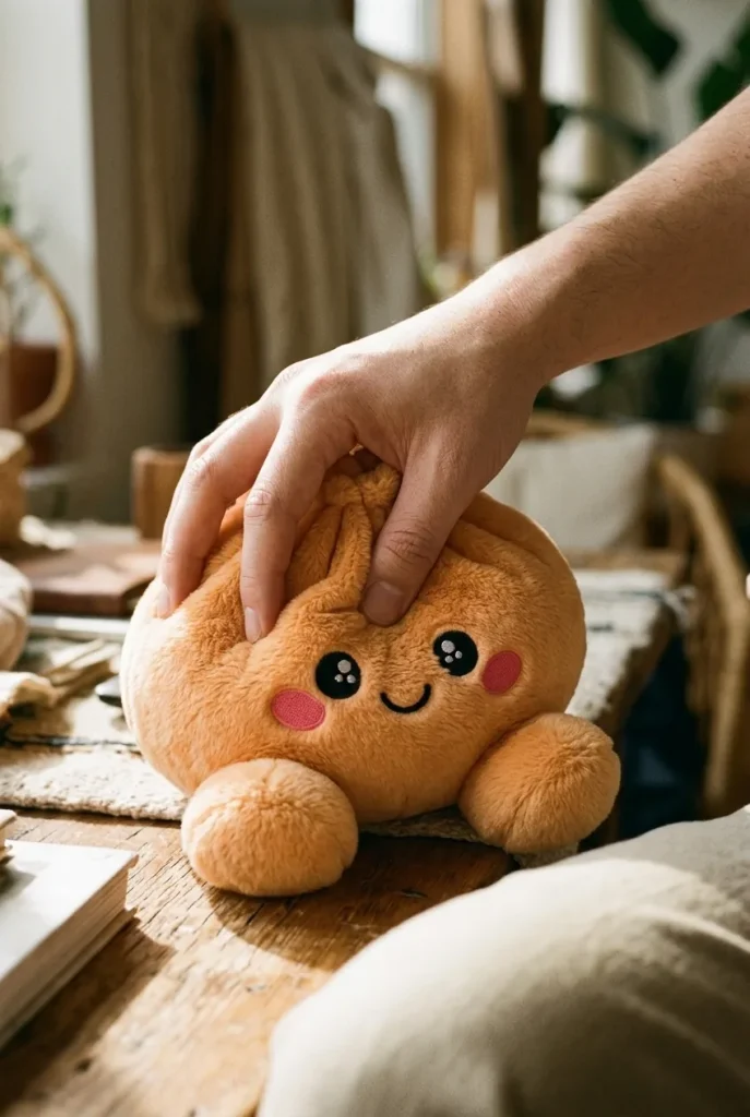 Tangerine Orange Dumpling Squishy mid-squish