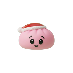 Sugar Pink Christmas Hat Dumpling Squishy being squeezed, soft slow-rise foam