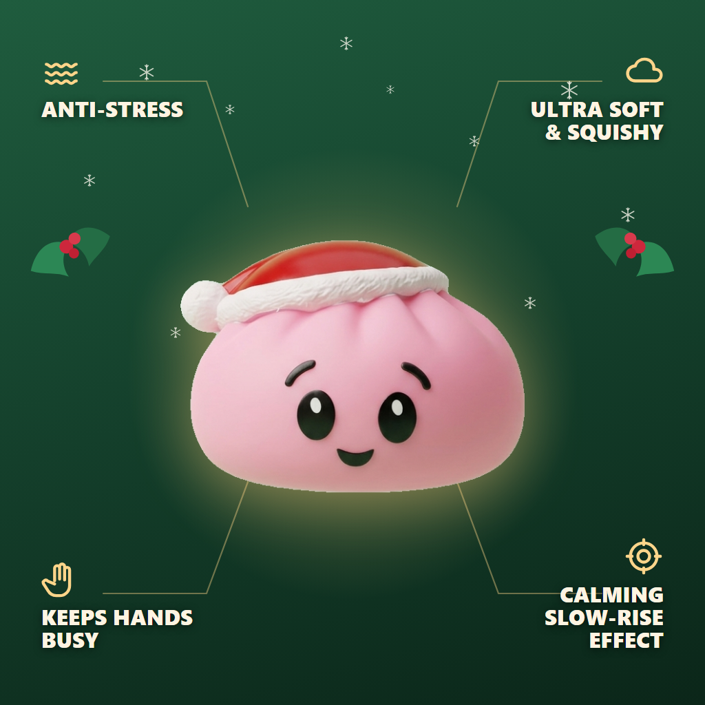 Sugar Pink Christmas Hat Dumpling Squishy — its benefits