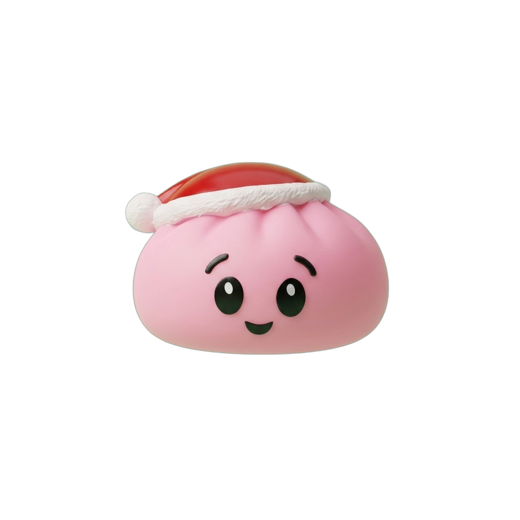 Sugar Pink Christmas Hat Dumpling Squishy being squeezed, soft slow-rise foam