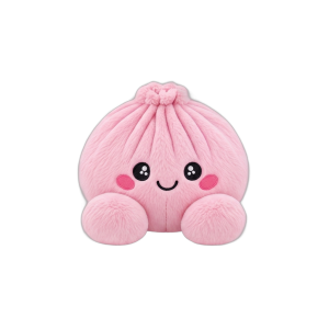 Peony Pink Dumpling Squishy Plush being squeezed, soft slow-rise foam
