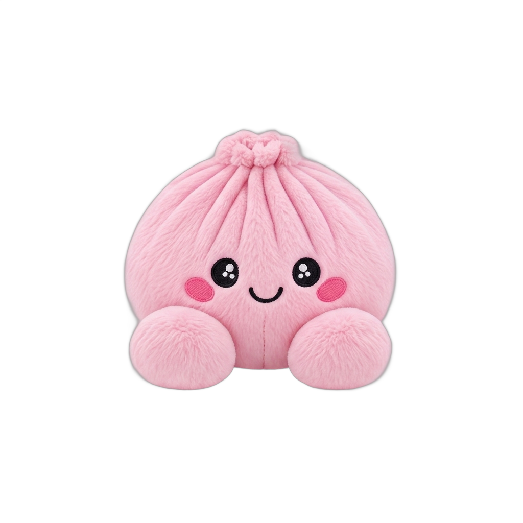 Peony Pink Dumpling Squishy Plush being squeezed, soft slow-rise foam