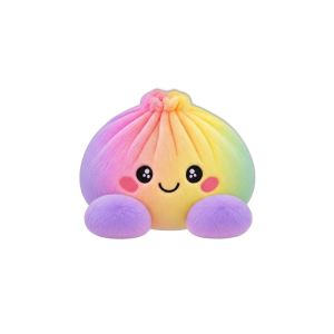 Pastel Rainbow Dumpling Squishy being squeezed, soft slow-rise foam