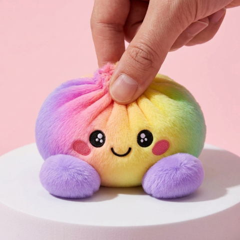 Pastel Rainbow Dumpling Squishy — slow-rise effect, the foam springs back slowly