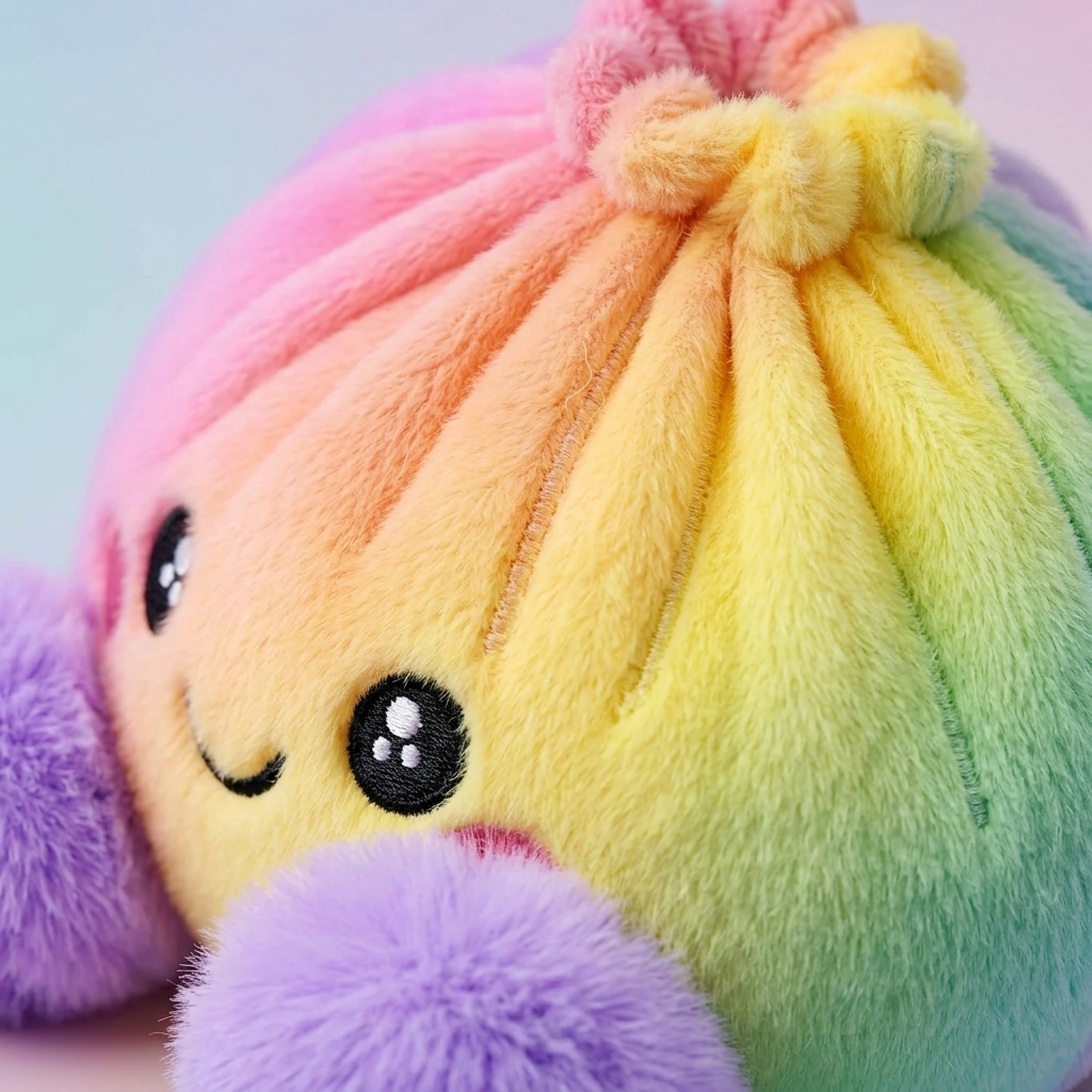 Pastel Rainbow Dumpling Squishy — close-up of the texture