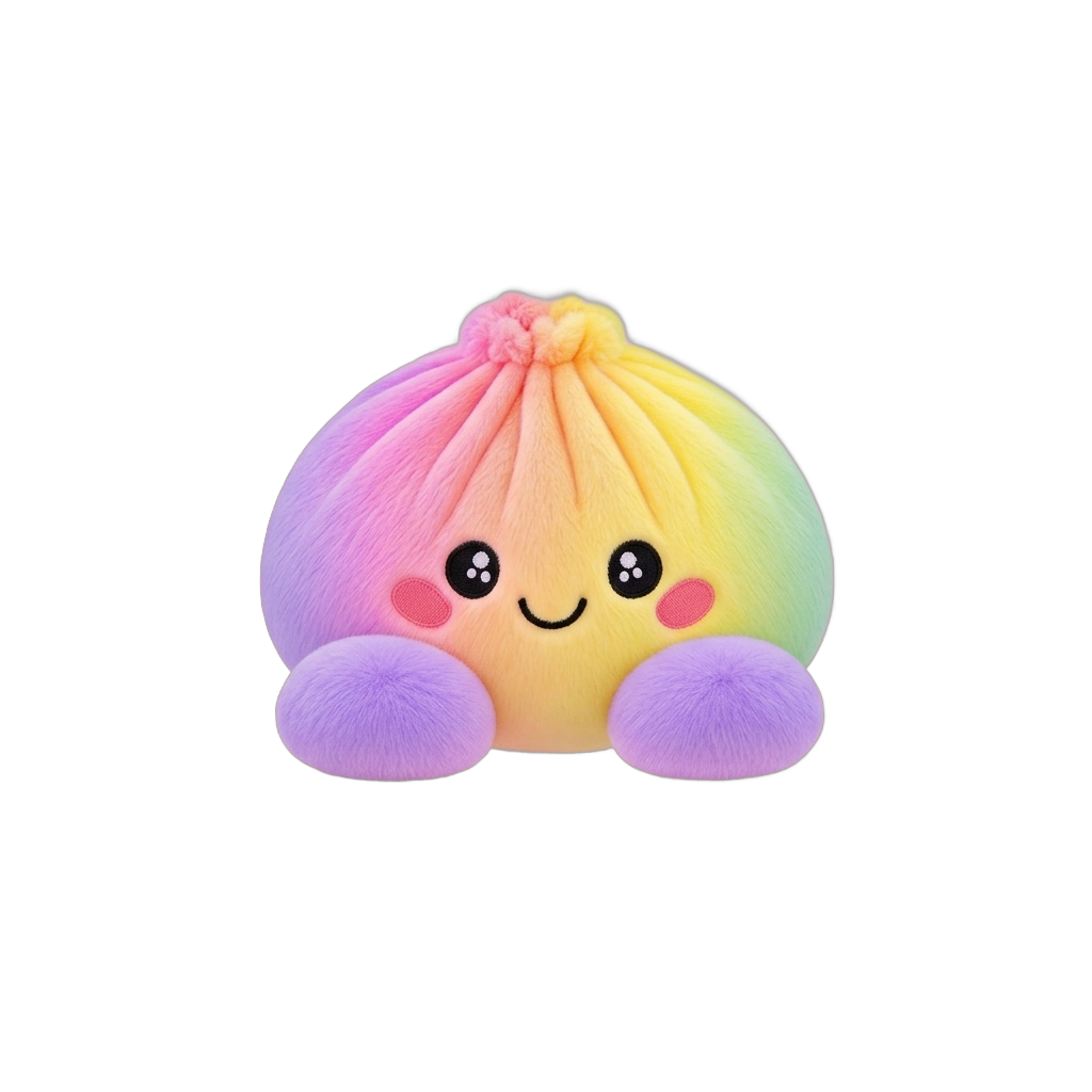 Pastel Rainbow Dumpling Squishy being squeezed, soft slow-rise foam