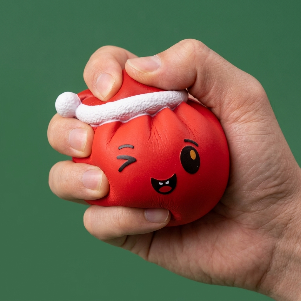 Red Christmas Hat Dumpling Squishy — slow-rise effect, the foam springs back slowly