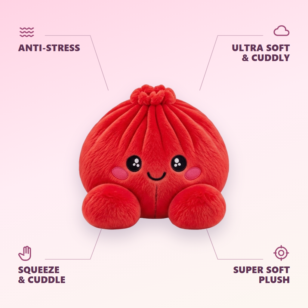 Ruby Red Dumpling Squishy Plush — its benefits