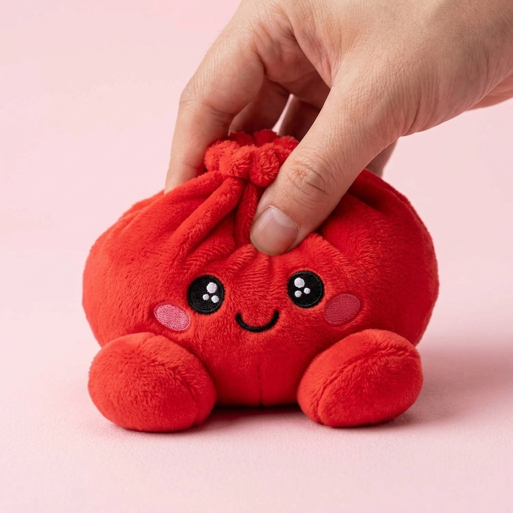 Ruby Red Dumpling Squishy Plush — slow-rise effect, the foam springs back slowly
