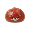 Red Reindeer Glitter Dumpling Squishy being squeezed, soft slow-rise foam