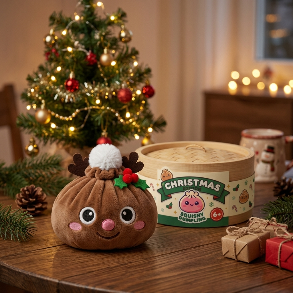 Reindeer Christmas Dumpling Squishy in its kawaii setting