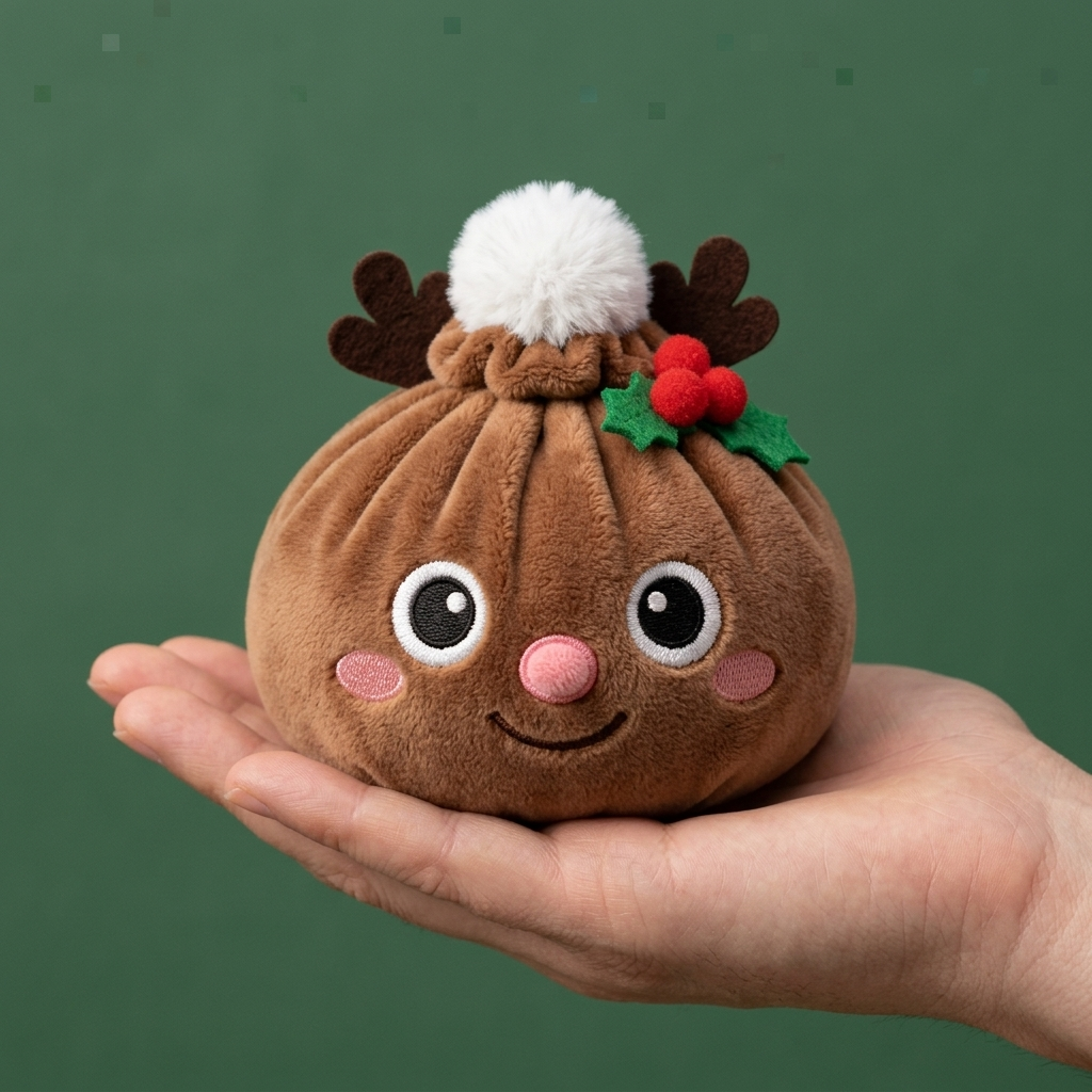 Reindeer Christmas Dumpling Squishy held in hand, actual size